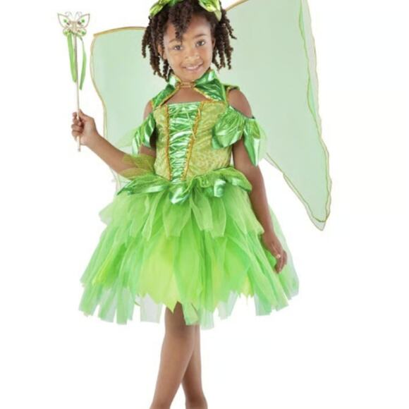 Teetot Tinker Bell Fairy Leaf Halloween Costume Wings Green Gold Child Small 5/6 - Picture 1 of 14